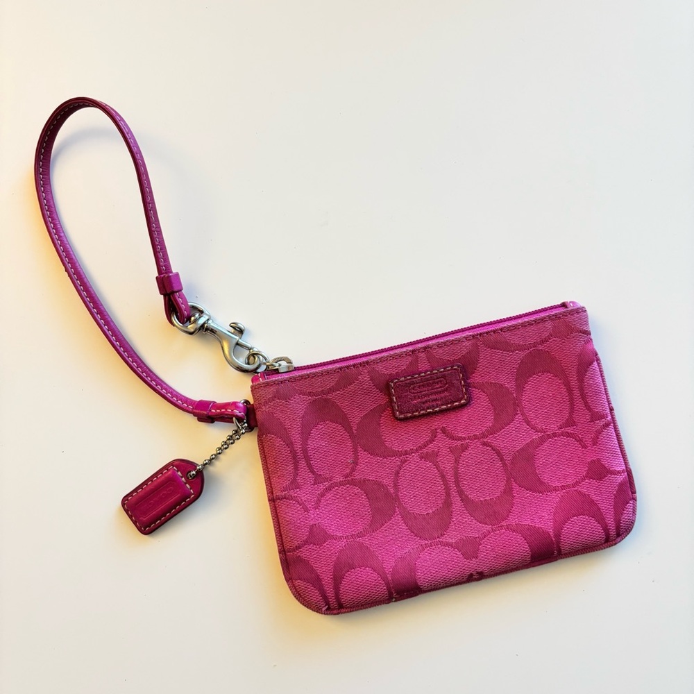 Coach Classic Hot Pink Wristlet with 2000s C Pattern